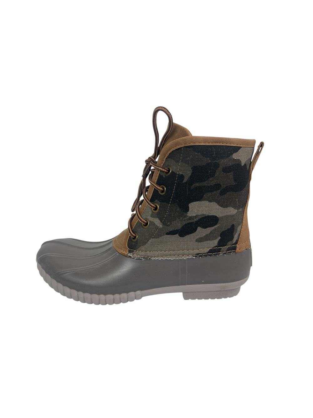 NWOT Marleylilly Gray Camo Camouflage Round Toe Lace Up Ankle Duck Boots Size 8